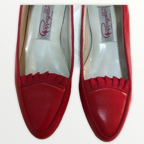 PAPPAGALLO Vintage Genuine Leather Red Flats - Picture 3 of 8
